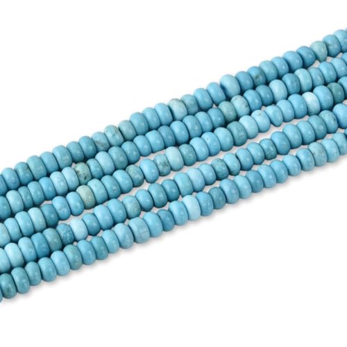 170pcs 4x2mm Natural Blue Turquoise Disk Rondelle Spacer Stone Semi Precious Gemstone Loose Beads for Jewelry Making 15 Inch - color: Blue Turquoise