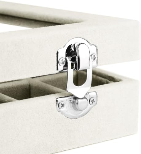 Jewelry Box Rings Organizer Tray 7 Slots Velvet Jewelry Earring Storage Box With Transparent Lid Jewelry Display Case for Girls Women (Beige) - color: Beige
