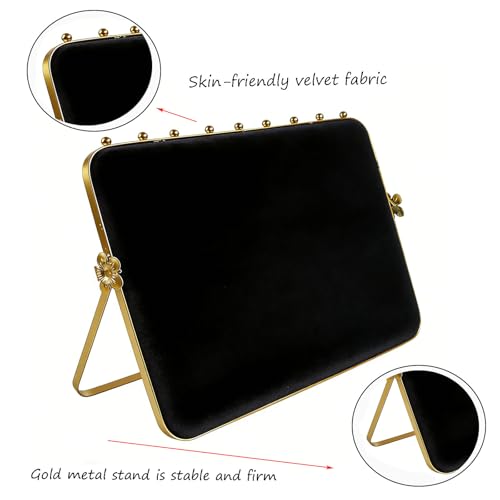 TANG SONG 10.24” Dual-Tone Metal Necklace Display Stand with Velvet Base – Jewelry Holder for Retail & Home (Black/Black) - color: Black