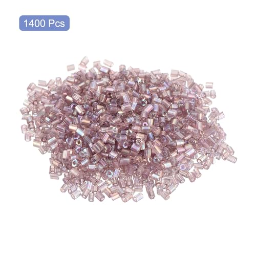 uxcell 1400Pcs Glass Bugle Beads, 1.9x1.5mm Tube Mini Loose Glass Seed Spacer Bead for DIY Earrings Necklaces Bracelets Jewelry Making (Purple) - color: Purple, size: 1.9x1.5mm