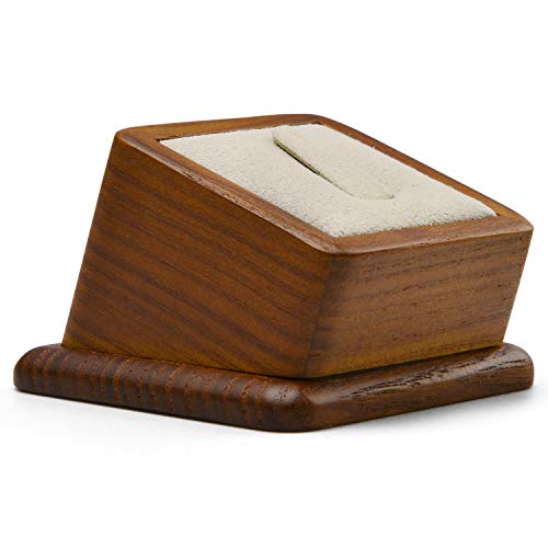 Oirlv Solid Wood Ring Holder,Square Single Ring Display Stand,Showcase Jewelry Display Bear - color: Creamy-white Ring Holder