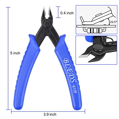 BLEDS Flush Cutter Pliers, Wire Cutter, Flush Cutters, Nippers, Diagonal Cutter, Wire Cutters Side Cutter, Micro Shear Cutter Precision Electronics Siding Cutting Pliers 5 inch, Blue - color: 1 Pack 5“ Blue