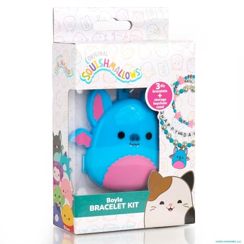Original Squishmallows Boyle The Bat Bracelet Kit, Makes 3 Accessories, Fun Beads and Charms, Bonus Keychain, Friendship Jewelry Making Set, Gifts for Girls, Craft Kits, Arts and Crafts for Kids - style: Boyle the Bat