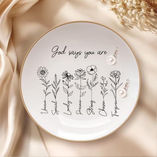 LITTLEBIGGER God Says You are – Ring Tray, Confirmation Gifts for Teen Girls, Christian Gifts for Women, Christian Jewelry Dish, Religious Gifts for Women, Graduation Gifts – Jewelry Dish Tray - style: Inspirational-Round