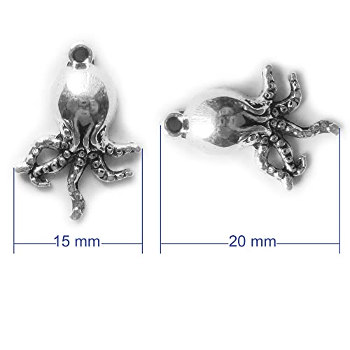 Heather's cf Silver Sea Charms – Antique Pendants, Non-Tarnish, Lead-Free & Nickel-Free, Bulk Ocean Animal Charms for DIY Jewelry, Bracelets, Necklaces, Earrings, Beach Craft Supplies (Sea Animals) - color: Octopus - 48 Pc