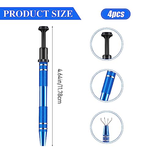 4Pcs 4 Prongs Jeweler's Pick Up Tool, Stainless Steel Piercing Ball Grabber Tools,4-Claw Pick up Tool for Small Parts Grabber for IC Chip Electronic Components Nails Clamping