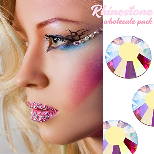 1440pcs SS16 4.0mm Crystal AB Flatback Rhinestones Bulk K9 Glass Crystal White AB Gems Round Beads Stones Diamonds Nail Charms Jewels Nail Art Supplies for Nails Eyes Face Makeup Crafts DIY Tumblers - color: Crystal AB, size: Ss16