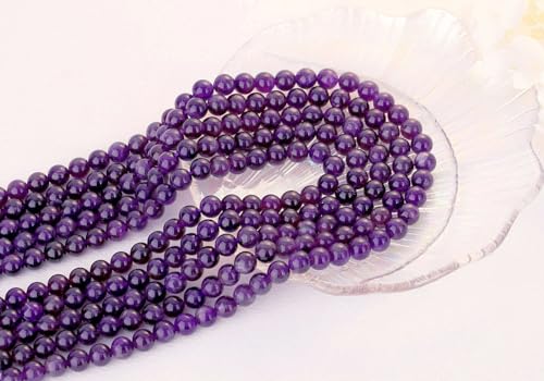 QINJIEJIE 100PCS Amethyst Beads 8mm Natural Stone Beads Round Loose Gemstone Bead for Bracelet Beading Crystal Jewelry Making DIY Necklace Earrings 0.32" - color: Amethyst, size: 100PCS