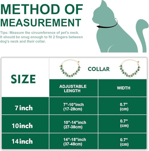HOWWFALY Dog Collar and Cat Collar Gold Chain Necklace Stainless Steel Adjustable Green Rhinestones Collar with Cute Pet Paw for Small Medium Pets Cats Dogs Kitten Puppy (Green, L) - color: Green, size: Large