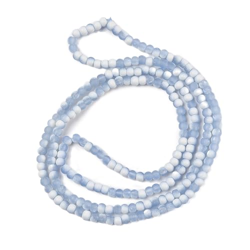 KISSITTY 50pcs Matte Beads Gradient Color Glass Frosted Crystal 4mm Rondelle Light Steel Blue Center Drilled Loose Craft Beads for Jewelry Making Earring Bracelet Necklace DIY Crafts - color: Light Steel Blue