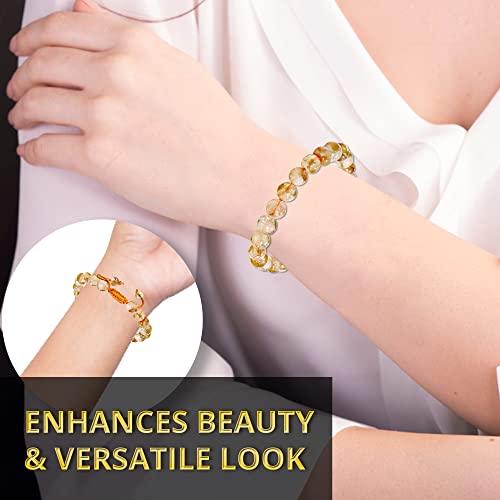 ANAYA AGATE Energy Protection Crystal Handmade Adjustable Bead Bracelet Perfect for Men, Women’s Christmas Gift - Gemstone Healing Stretch Bracelet Pulsera Para Hombre Mujer Stocking Stuffer - color: Citrine Natural