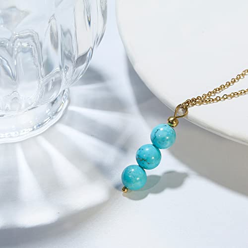SmileBelle Crystal Necklace, Jade Necklace for Women as Anniversary Birthday Mothers Day Gifts for Women 14k Gold Black Tourmaline as Birthstone Jewelry for Girls Dainty Crystal Jewelry - color: Green Turquoise