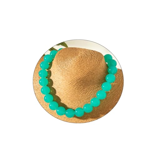 Colorful Chunky Beaded Necklace for Women Acrylic Bead Choker Necklaces Fashion Large Round Beads Necklaces for Women Handmade Summer Jewelry - color: Cyan Beaded Necklace