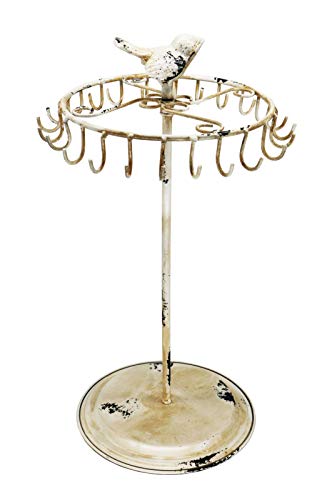 Rustic White Bird Rotating Necklace Holder Bracelet Stand/Jewelry Organizer/Jewelry Tree - color: Rustic White