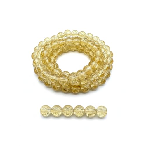 DandS ltd Crackle Lampwork Glass Beads for Jewelry Making, Golden, Vibrant DIY Bracelets, Necklaces, Earrings, Beading Supplies & Craft Kits for Handmade Jewelry, 80pcs 0.39 inch (10mm), #J223-10 - color: Golden
