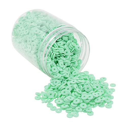Mandala Crafts Aqua Heishi Beads 6mm – 3000 Flat Polymer Disc Clay Beads for Adult Jewelry Making Spacer Beads, Bracelets, Necklaces, and Earrings - color: Aqua, size: 6mm 3000 PCs
