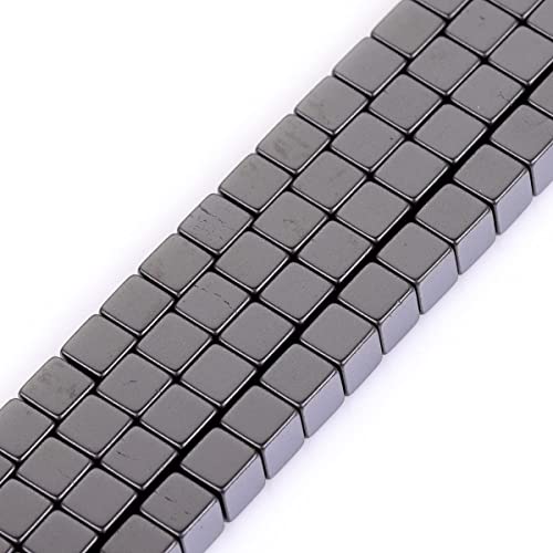 HAAMIIQII 65pcs 6mm Natural Black Hematite Loose Gemstone Beads Square Shape Spacer Stone Beads for Jewelry Making DIY Bracelets Necklaces Crafting - color: Square Shape, size: 6mm