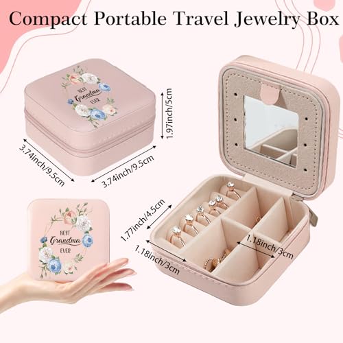 Grandma Gifts Best Grandma Ever Jewelry Box Valentines Mothers Day Christmas Birthday Gifts for Grandmas Granny Nana Mimi Gigi Grandmother Gift Pink Portable Travel Jewelry Case Organizer - color: grandma