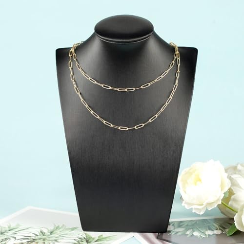 YOUBEIYEE 16.4 Feet Light Gold Embossed Paperclip Chain for Jewelry Making 18K Gold Plated Brass Chain Roll Women Necklace Bracelet DIY Jewelry Supplies - color: Embossed Paperclip