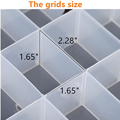 Feadily 2PCS 36 Grids Large Plastic Organizer Box with Dividers, Compartment Organizer Box for Nail Accessories/Screw/Sewing Arts and Oil Paint, Bead Storage Containers 14.9" x 9.2" x 1.9" (Clear) - size: 2pcs 36grids