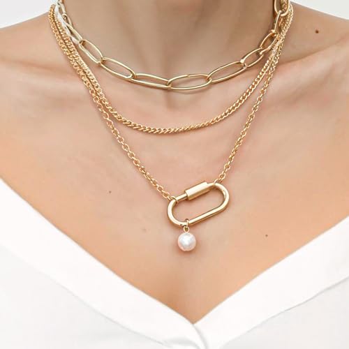 10pcs Screw Carabiner Lock Charms, Silver Necklace Lock Clip Keychain Clip Hook Metal Oval Keyring Holder Clasp for DIY Necklace Bracelets Jewelry Making, 2.5x1.5cm - color: Gold