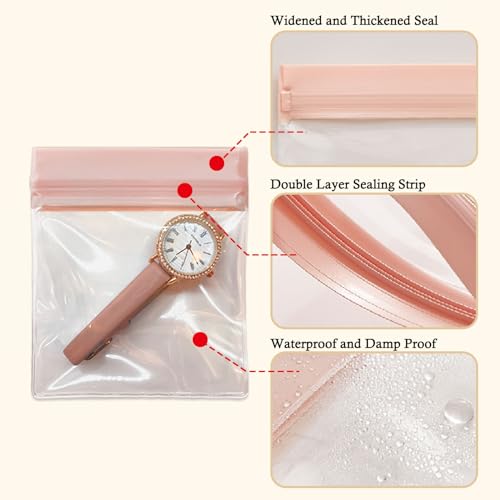 30 PCS Clear Plastic EVA Anti Tarnish Jewelry Storage Bags, Zip Ziplock Jewelry Pouches for Selling & Gift, Little Mini Travel Organizer for Ring Earing Chain Bracelet (L) - size: L(3.4"*4.1")