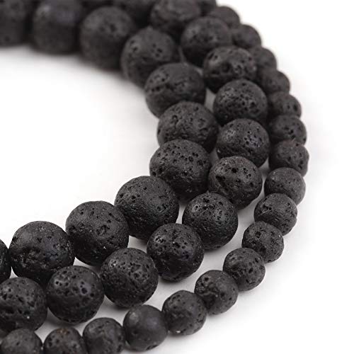 Natural Stone Beads 6mm Black Lava Polished Round Smooth Gemstone Beads for Jewelry Making 15 Inch(Black Lava,6mm) - color: Black Lava, size: 6mm