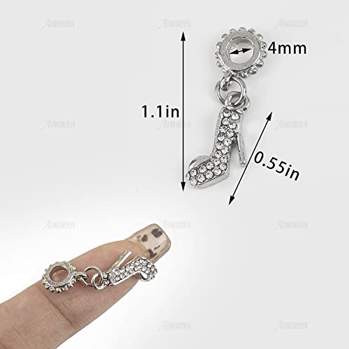 AUEAR, Fashion Crystal High Heel Shoe Shape Charms Bulk Pendant Jewelry Findings for Jewelry Making Necklace Bracelet DIY - color: Silver