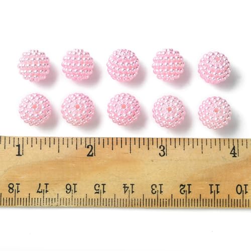 40pcs Round Acrylic Berry Beads, 12mm Large Chunky Bubblegum Beads Loose Spacer Ball Bead for Jewelry Making Earrings Necklaces Bracelets DIY Beading Crafts, Pearl Pink - color: Pearl Pink