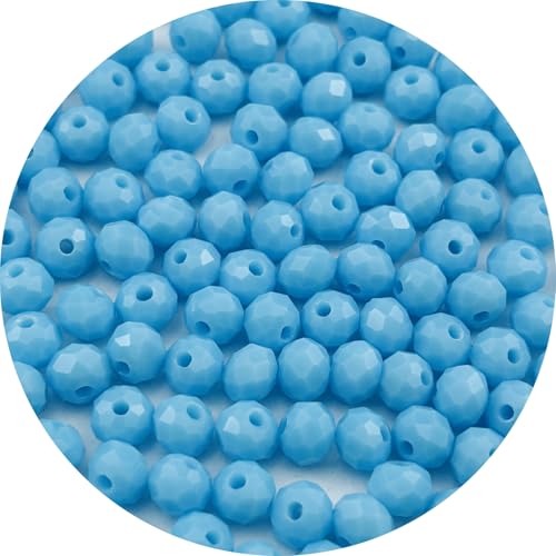 500pcs 3mm Crystal Glass Beads Faceted Rondelle Glass Spacer Beads for Bracelets Necklace Pendants Earrings Key Chains Jewelry Making(Lake Blue Porcelain) - color: Lake Blue Porcelain, size: 3mm