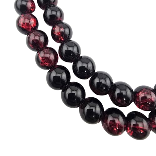 DandS ltd Crackle Lampwork Glass Beads for Jewelry Making, Red Garnet, Vibrant DIY Bracelets, Necklaces, Earrings, Beading Supplies & Craft Kits for Handmade Jewelry, 80pcs 0.39 inch (10mm), #J282-10 - color: Red Garnet