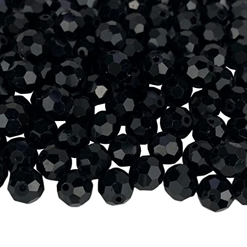 Jmassyang 50 Pieces 10mm Faceted Round Crystal Glass Beads Spacer Beads for Jewelry Making, Bracelets Necklaces Earrings Wind Chimes Suncatchers (Black) - color: Black, size: 10mm