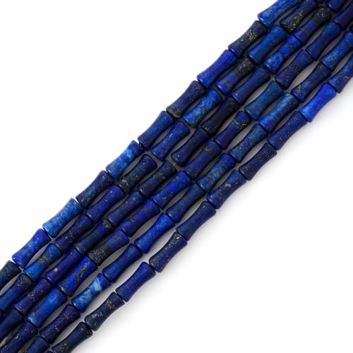 5x12mm Natural Lapis Lazuli Stone Bamboo Shape Gem Healing Energy Loose Spacer Beads for DIY Necklace Bracelet Earring - color: Lapis Lazuli