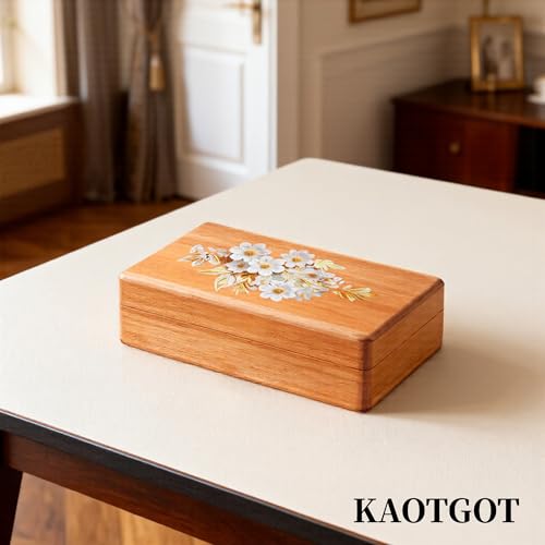 Travel Jewelry Case Small Wood Jewelry Organizer Jewelry Box for Women (Pine Wood Print B) - color: Pine Wood Print B
