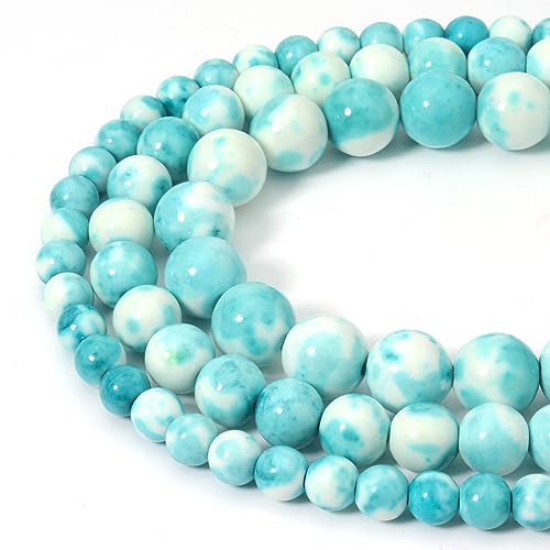 60pcs 6mm Natural Blue Rain Flower Gemstone Beads Energy Healing Crystal Round Loose Stone Beads for Jewelry Making, DIY Bracelets Necklaces - color: Blue Rain Flower, size: 6mm