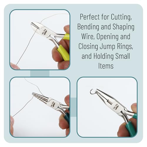 Mr. Pen- Pliers for Jewelry Making, 3 Pack, Chain Nose, Round Nose Pliers Set and Wire Cutter for Beading, Wire Wrapping, Jump Rings, Jewelry Repair, Crafting, DIY - color: Shades of Green