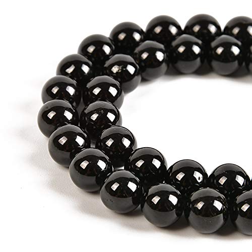 90pcs 4mm Natural Black Tourmaline Gemstone Round Spacer Loose Stone Beads for Jewelry Making 15.5" 1 Strand (Black Tourmaline, 4mm 90Beads) - color: Black Tourmaline, size: 4mm 90Beads