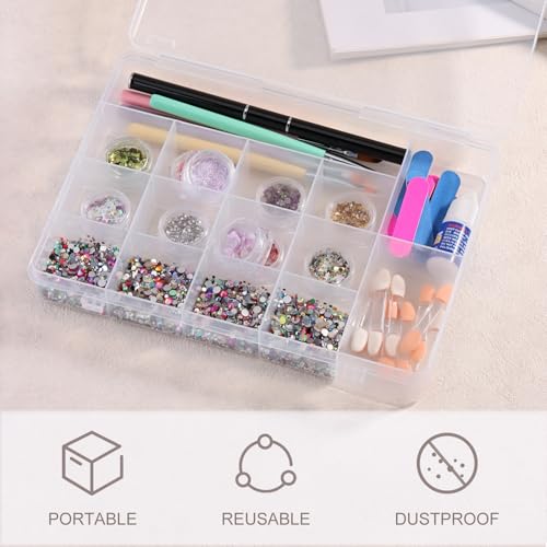 SUTOKAKA 1Pc 15 Grids Plastic Organizer Storage Box for Jewelry Small Components Fixed Dividers Bead Container Tools Holder Case for DIY Nail Crafts Beading Art Supplies - size: 15
