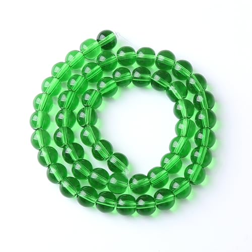 32pcs 12mm Smooth Green Crystal Glass Quartz Beads Round Loose Beads for Jewelry Making DIY Bracelet Necklace 15" Energy Healing Power Stone Beads(12mm, Green Crystal Glass) - color: Green Crystal Glass, size: 12mm
