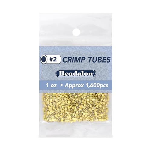 Beadalon Crimp Tubes, Size #2, Gold Color, 1 oz, Approx. 1,600 pc - color: Gold, size: Size #2, 1,600 pc