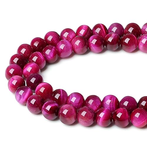 LAIDANLA Rose Pink Tiger Eye Stone 8mm Natural Stone Beads Round Loose Gemstone Beads for DIY Bracelet Necklace Earrings Jewelry Making Polishing Beading Crystal 96PCS 2 Strand 32" - color: Y-Rose Pink Tiger Eye, size: 8mm