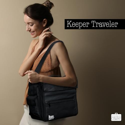 The Beadsmith Keeper Traveler - 13" x 7.5" x 11.5" - Includes 6 Organizer Boxes, Zip Front Tote Bag with Carrying Handle & Removable Adjustable Strap - Portable Storage System for Beads & Supplies