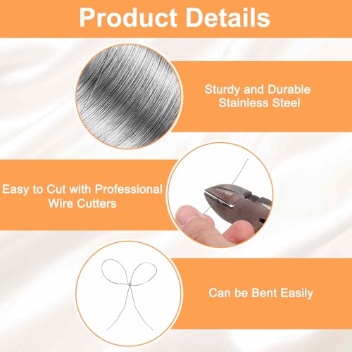 HARFINGTON Craft Wire 328ft Length 32 Gauge Stainless Steel Craft Jewelry Wrapping Wire Tarnish Resistant Beading for Jewelry Making Supplies Crafting, Silver - size: 32 Gauge x 328ft
