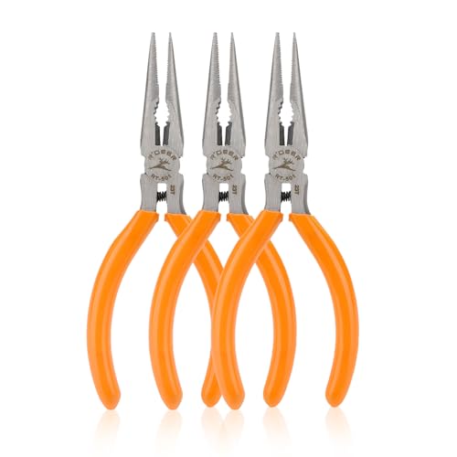 Rongon 3Pack-Mini Needle Nose Pliers 5" Small Long Nose Pliers with Wire Cutters for Jewelry, Making, DIY, Working in Tight Areas (3Pcs) - size: 3Pcs
