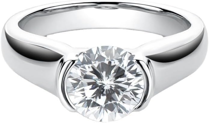 S925 Sterling Silver Chic 2 Carat Excllent Cut Diamond Engagement Rings for Women | D-color VVS1 Clarity | Promise or Wedding Jewelry