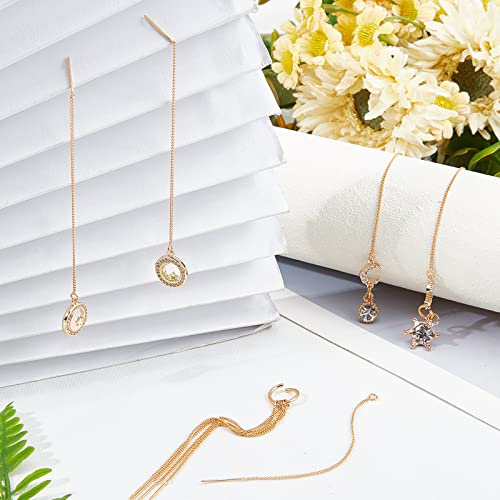 Beebeecraft 1 Box 10Pcs 18K Gold Plated Threader Earrings with 925 Sterling Silver Pins Pull Through Threaded Long Chain Drop Tassel with Loop 3.34inch for Jewelry Making - color: Golden, size: 85mm