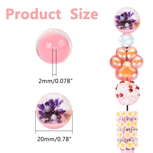 12Pcs Cute Dried Flower Pen Cap Beads for Beadable Pens Colorful Half-Hole Focal Beads for DIY Craft Bracelet Necklace Earrings Keychain Jewelry Making - color: Dried Flower