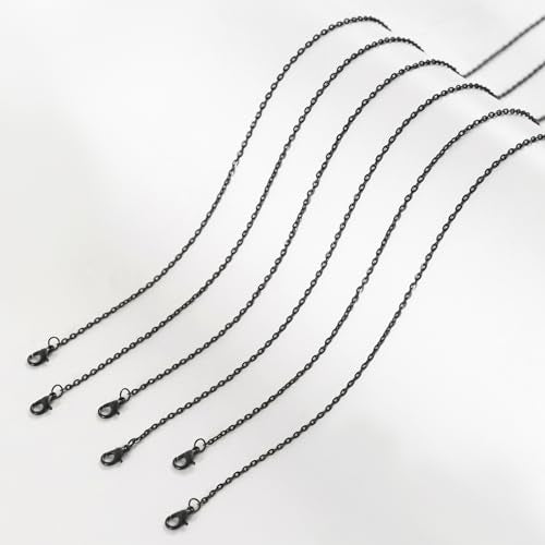 Lemonkey 24 Pack Necklace Chains Bulk,Black Plated DIY Cable Link Chains for Jewelry Making 24 Inches - color: Black, size: 24inch