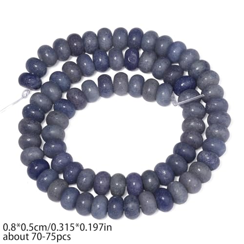 Songxi 5x8mm Natural Blue Aventurine Stone Rondelle Beads, 75PCS Spacer Round Loose Abacus Beads for Jewelry Making, Gemstone for Bracelet Necklace Earrings, Arts and Crafts - color: Blue Aventurine
