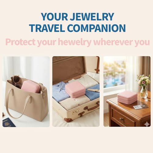 Jewelry Box for Women Girls, Small Travel Jewelry Organizer, Mini Portable Jewelry Storage Case as Small Gifts for Women, Pink